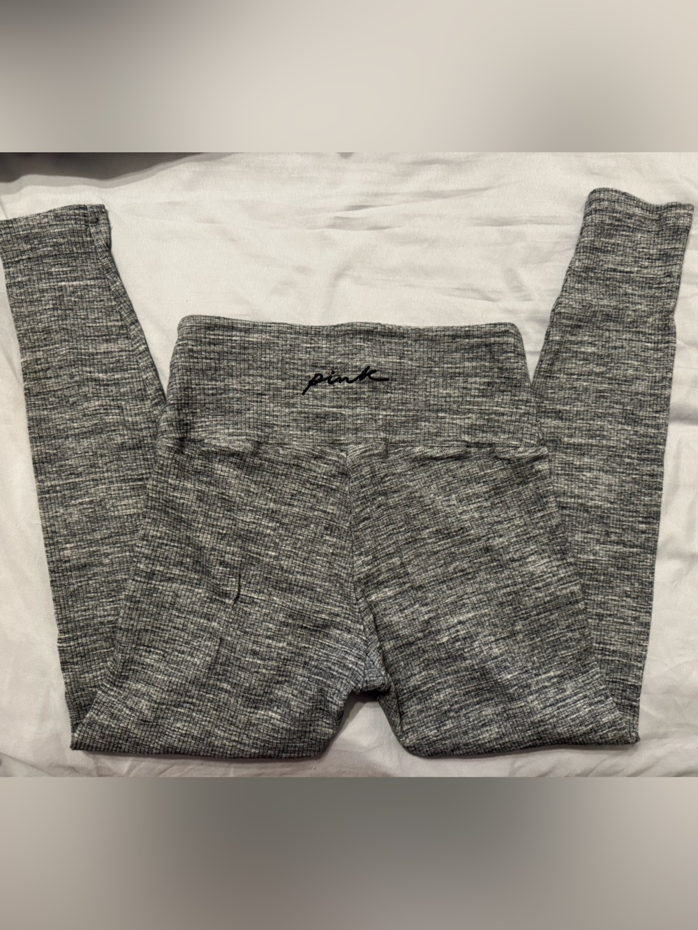 PINK Victoria's Secret Kids Grey Marled Jogger Pants with Script Logo